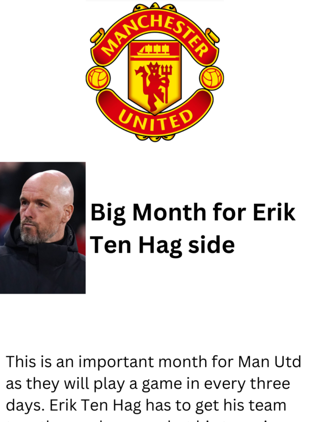 Man Utd will play a game in every three days. Big month for Erik Ten Hag side as most of their side is new.